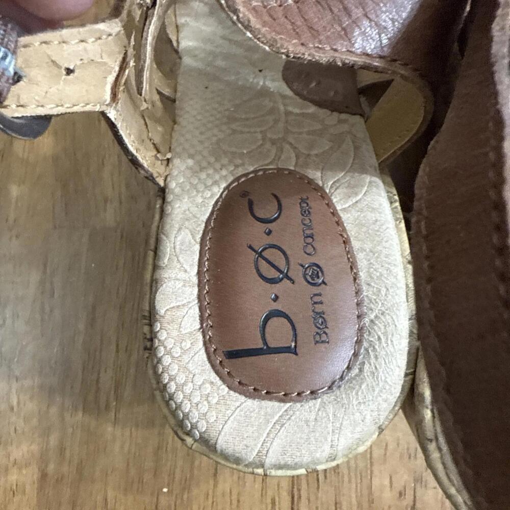 Born Sandals Women Sz 9 Leather Cork Platform Wedge Comfort Strappy Slingback - Picture 5 of 8